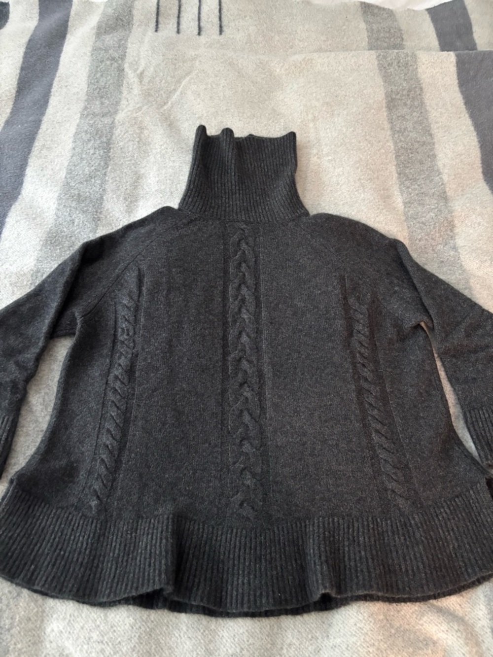 Charcoal Cable-Detail Turtleneck Sweater